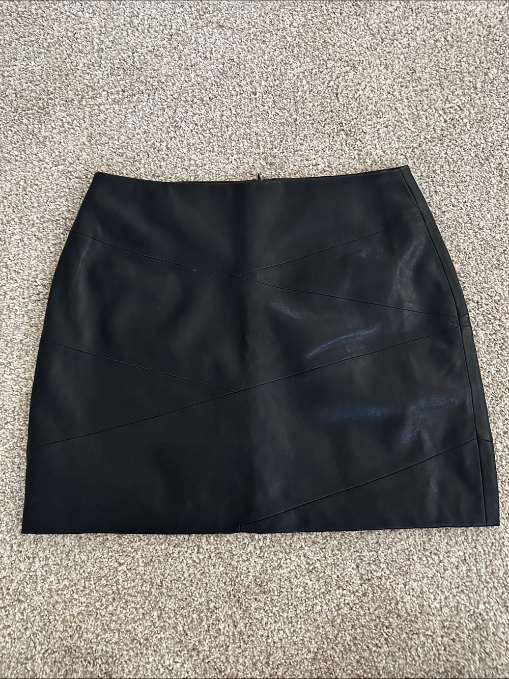 Black Faux Leather A-Line Mini Skirt MinkPink extra large